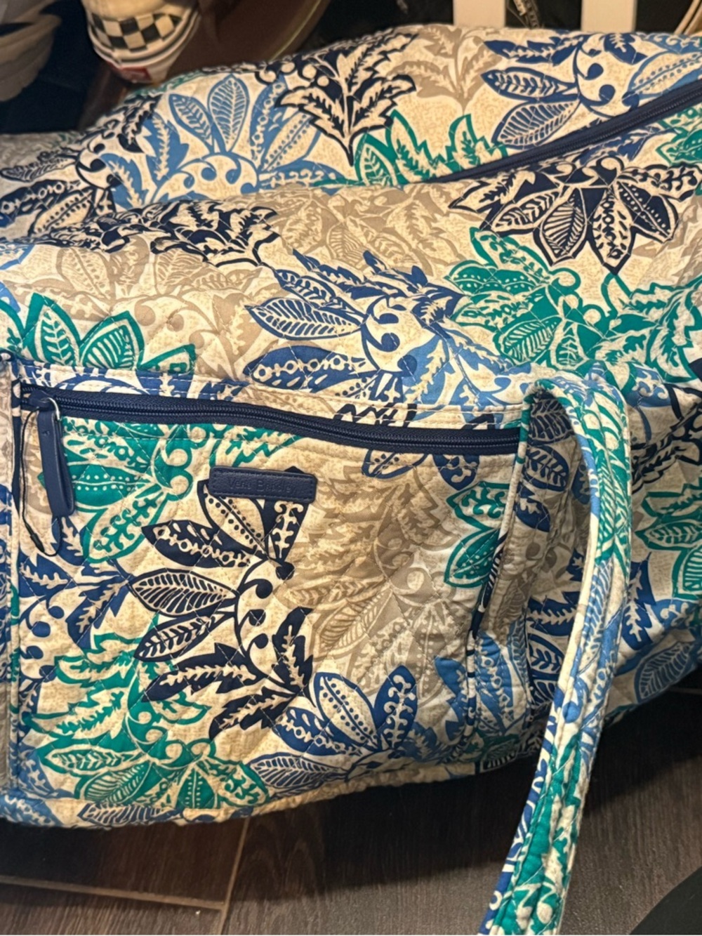 Vera Bradley Quilted Floral weekender Bag in Teal & Navy